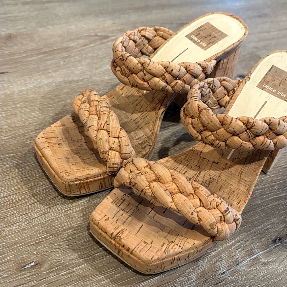 ❌SOLD❌EUC [Dolce Vita] Ashby Cork Braided Slip-On Heel Sandals Women’s 7.5 - Picture 6 of 10